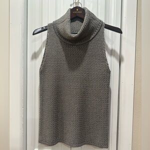 Linda Allard Ellen Tracy Wool Blend Cowl Neck Sleeveless Sweater
